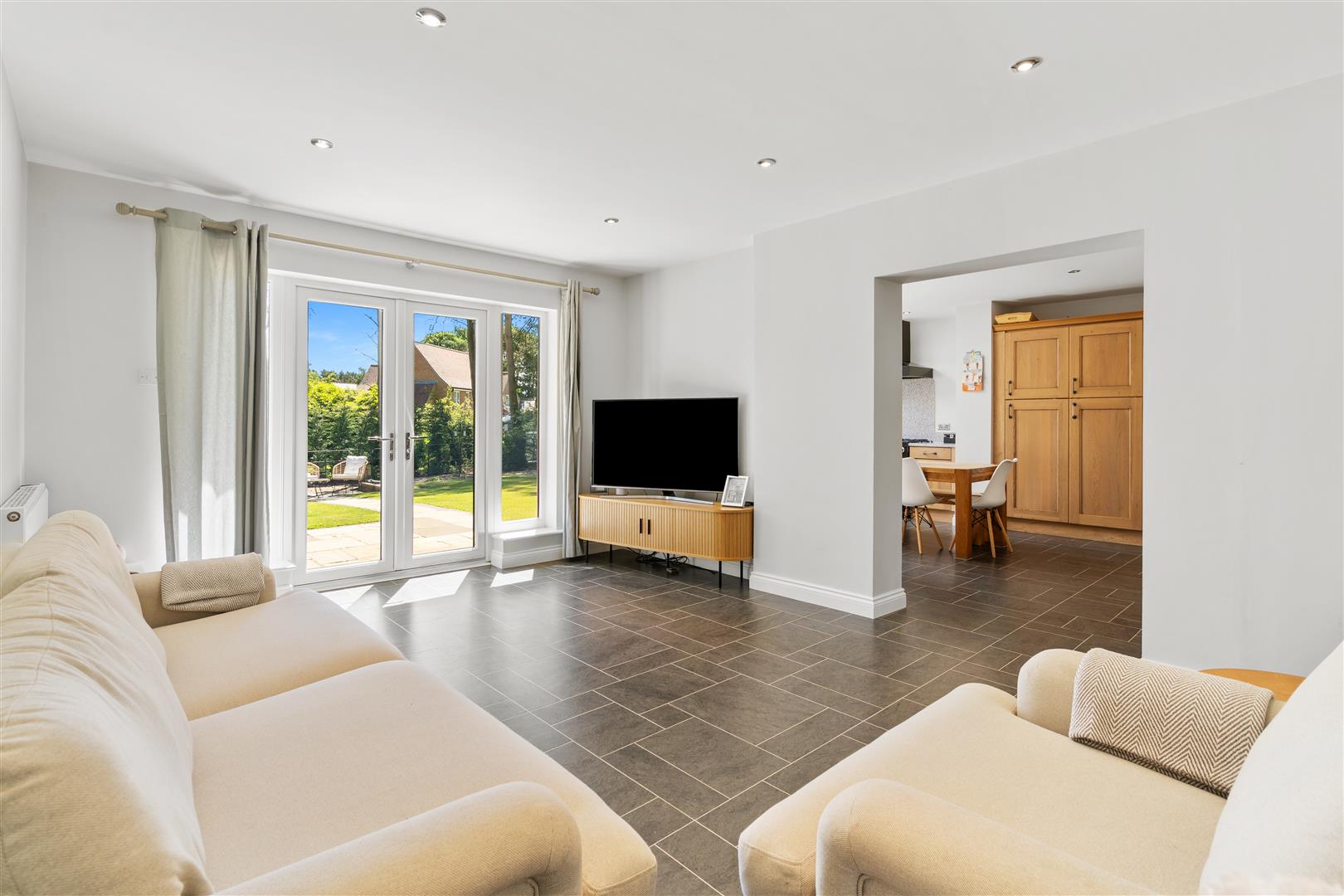 Family Room With View Of Kitchen